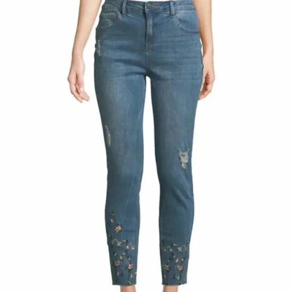 Philosophy Floral Embroidered Skinny Ankle… - Picture 1 of 14